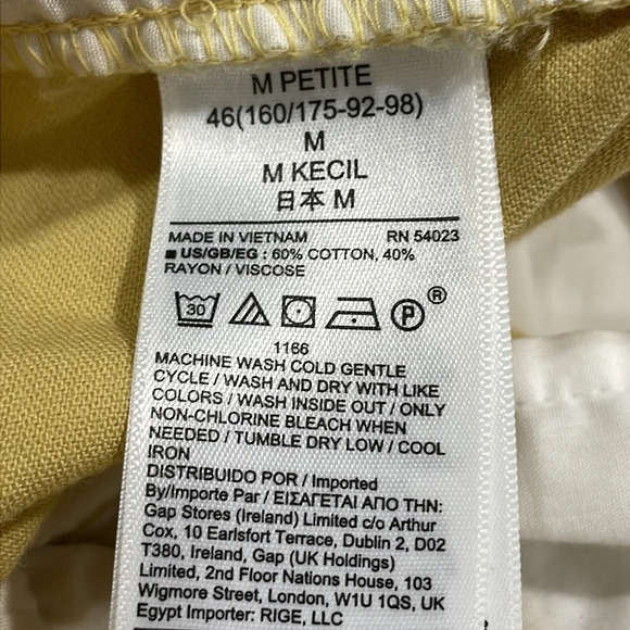 GAP Easy Pant Pull On Elastic Waist Yellow M Petite - Picture 14 of 16